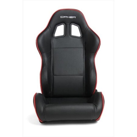 Cipher Cipher CPA1031 Black Synthetic Leather with Red Accent Piping Universal Racing Seats; Sold as a Pair CPA1031PBK-R